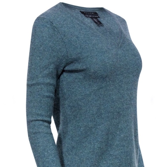 TAHARI Viridian Green Cashmere V-Neck Sweater - Picture 2 of 11